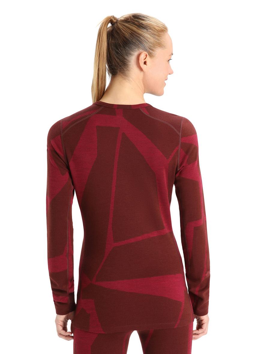 Icebreaker Merino 250 Vertex Long Sleeve Crewe Thermal Top Fractured Landscapes Naisten Yksiosainen ja sarjat Pinkki | FI 1789KORI